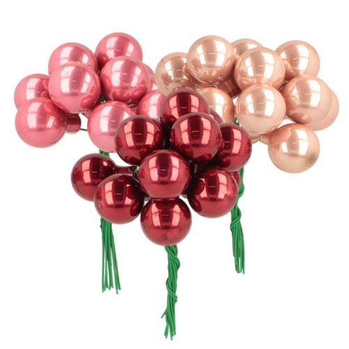 Palline di Natale su filo, set di mini bacche lucide a specchio, 20 mm, 140 pezzi