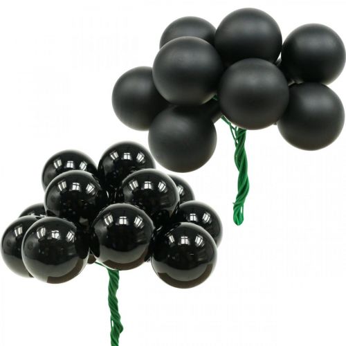 Mini palline di Natale su filo vetro nero Ø25mm 140 pz