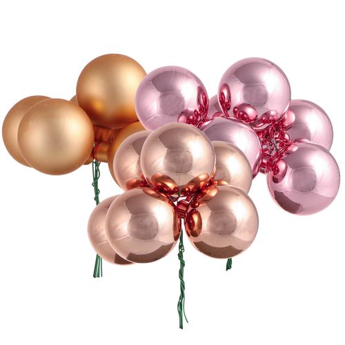 Prodotto Bacche a specchio sfere di vetro filo rosa albicocca Ø40mm 32 pz