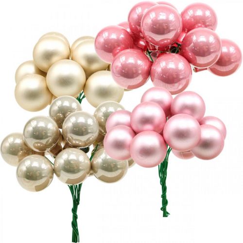 Mini palline di Natale su filo di vetro Ø25mm rosa 140 pz