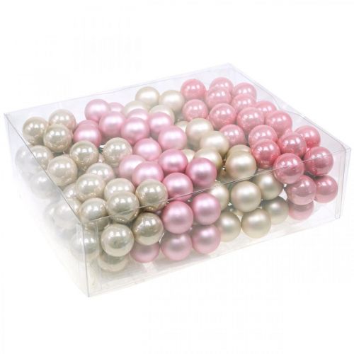 Floristik24 Mini palline di Natale su filo di vetro Ø25mm rosa 140 pz