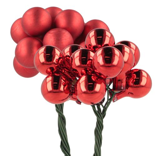 Floristik24 Bacche a specchio rosso opaco, lucido Ø1,5 cm 140 pz