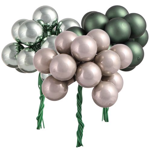 Floristik24 Bacche a specchio Natale verde madreperla grigio Ø20mm 140 pz