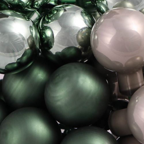 Floristik24 Bacche a specchio Natale verde madreperla grigio Ø20mm 140 pz