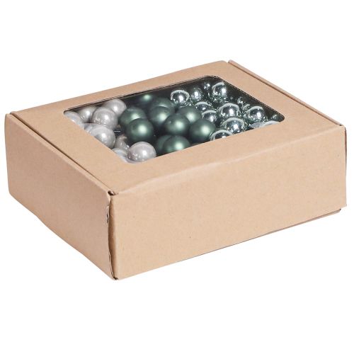 Floristik24 Bacche a specchio Natale verde madreperla grigio Ø20mm 140 pz