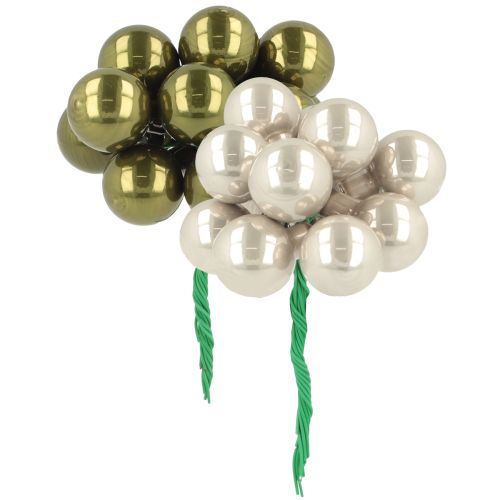 Palline di Natale a specchio con bacche verdi e argento Ø20mm 140 pezzi