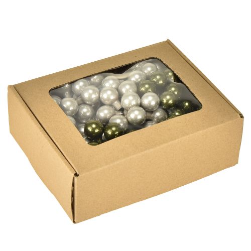 Prodotto Palline di Natale a specchio con bacche verdi e argento Ø20mm 140 pezzi