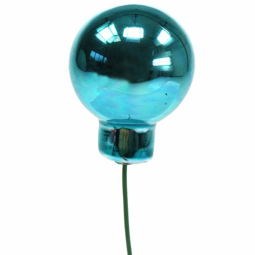 Floristik24 Decorazione natalizia specchio bacche vetro turchese Ø2cm 144p