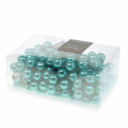 Floristik24 Decorazione natalizia specchio bacche vetro turchese Ø2cm 144p