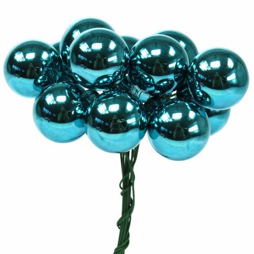 Floristik24 Decorazione natalizia specchio bacche vetro turchese Ø2cm 144p