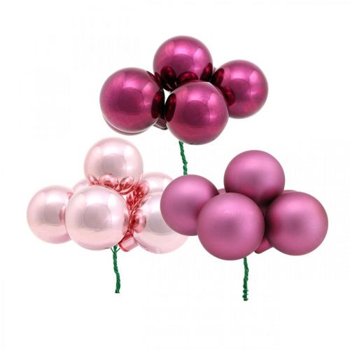 Floristik24 Mini Palla Di Natale Specchio In Vetro Rosa Bacche Berry Ø20mm 140 pz