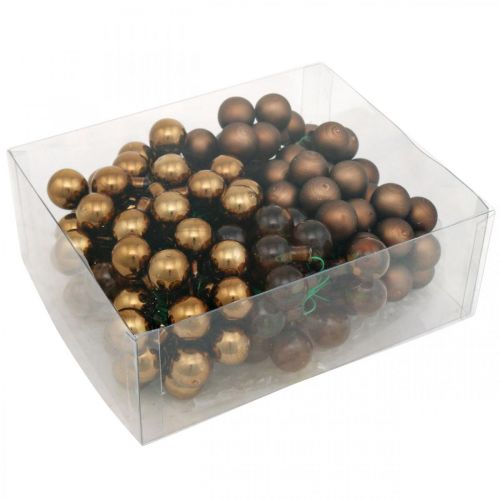 Floristik24 Mini palline di Natale a specchio in vetro marrone bacche Ø20mm mix 140p