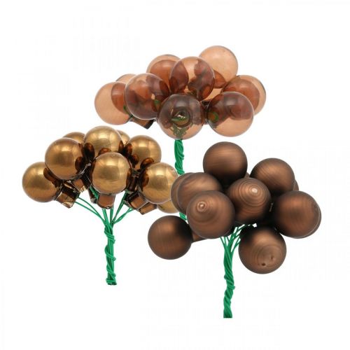Mini palline di Natale a specchio in vetro marrone bacche Ø20mm mix 140p