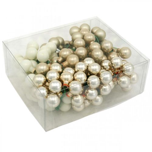 Prodotto Mini pallina di Natale crema, bacche beige specchiate Ø20mm 140 pz