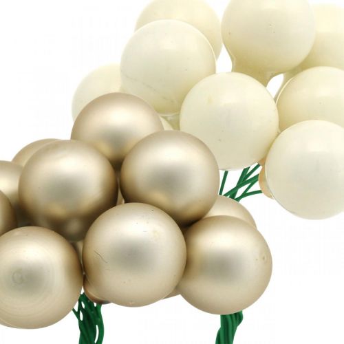 Prodotto Mini pallina di Natale crema, bacche beige specchiate Ø20mm 140 pz