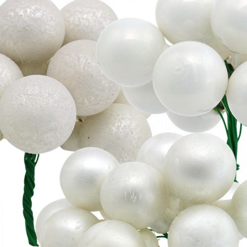 Floristik24 Mini palline di Natale bacche specchiate assortite marmorizzate bianche Ø25mm 140 pz