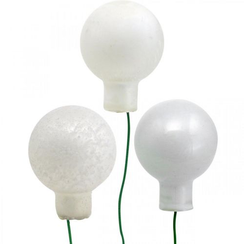 Floristik24 Mini palline di Natale bacche specchiate assortite marmorizzate bianche Ø25mm 140 pz
