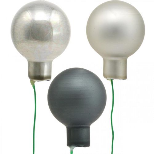Prodotto Mini palline di Natale argento, bacche specchiate antracite Ø25mm 140 pezzi