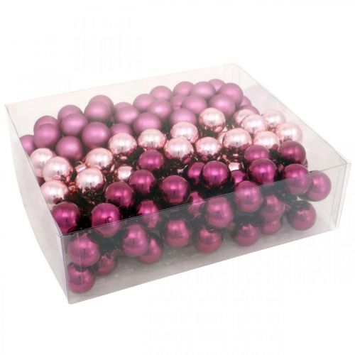 Floristik24 Mini pallina di Natale specchio bacca rosa bacca vetro Ø25mm 140p