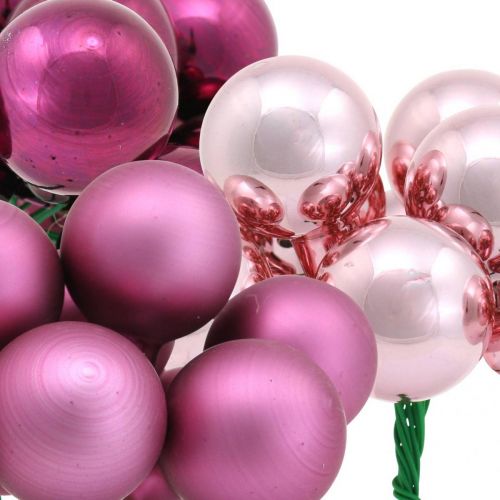 Floristik24 Mini pallina di Natale specchio bacca rosa bacca vetro Ø25mm 140p