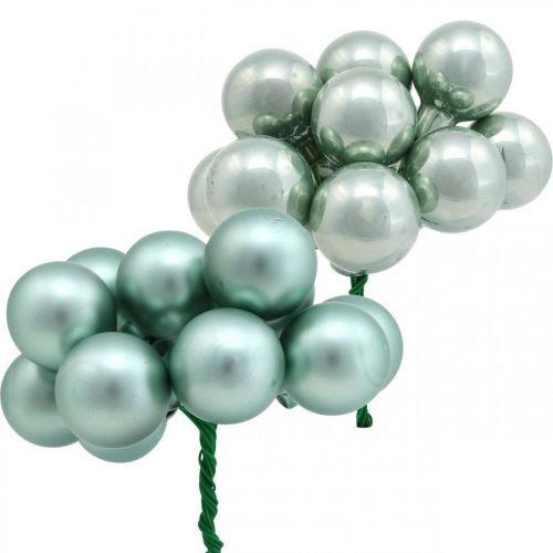 Floristik24 Mini palline di Natale specchio menta bacche di vetro Ø25mm 140p