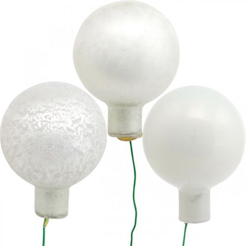 Floristik24 Mini palla di Natale specchio bianco bacche vetro Ø40mm mix 32pz