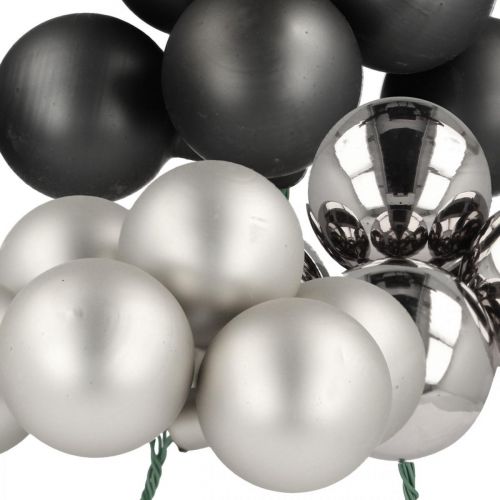 Prodotto Mini palline di Natale argento, vetro antracite Ø40mm mix 32 pz