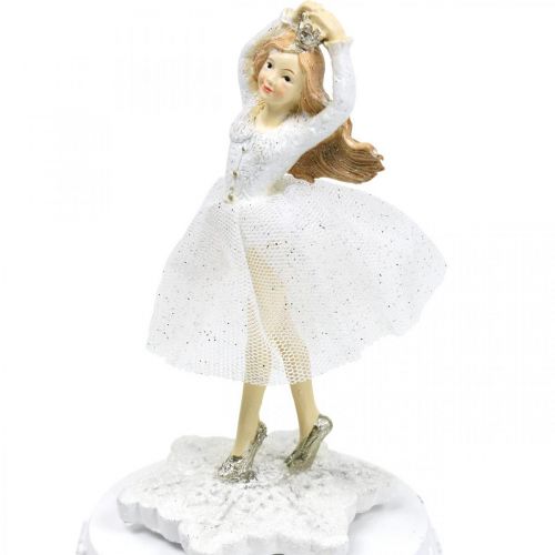 Floristik24 Carillon ballerina bianca decorazione invernale Ø10.5cm H18.5cm
