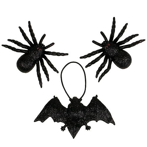 Spider, figure di pipistrelli nere 10 cm, 14 cm 3 pezzi