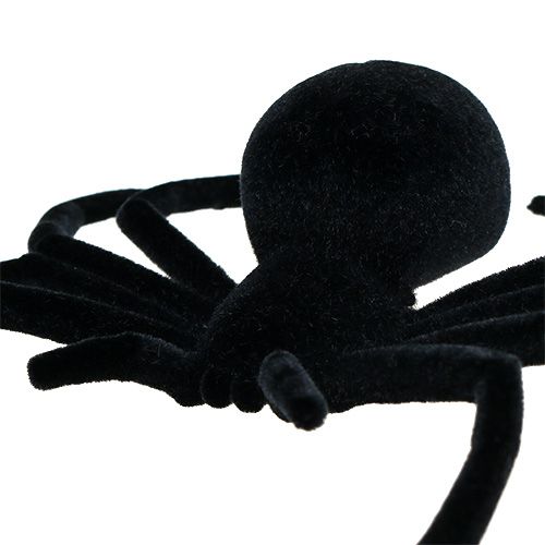 Floristik24 Ragno nero 16cm floccato