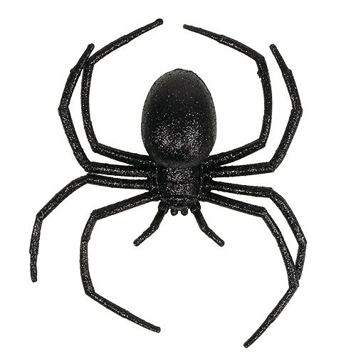 Floristik24 Ragno nero 16cm con mica