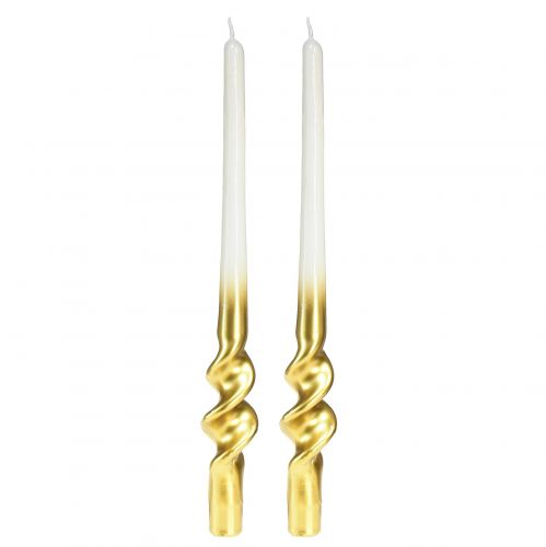 Prodotto Candele intrecciate candele a spirale in oro bianco Ø2cm H30cm 2 pezzi
