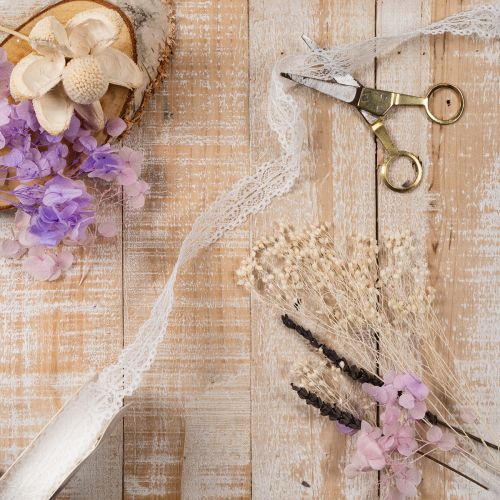 Nastro decorativo in cotone con motivo a pizzo, in rotolo, ideale per il fai da te e la decorazione, largo 25 mm e lungo 10 m. | Floristik24.it