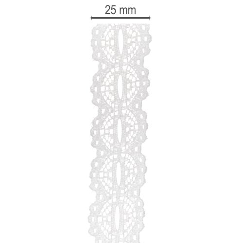 Nastro decorativo in cotone con motivo a pizzo, in rotolo, ideale per il fai da te e la decorazione, largo 25 mm e lungo 10 m. | Floristik24.it