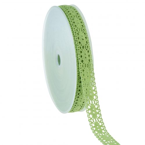 Floristik24 Nastro decorativo in pizzo nastro verde B13mm 20m