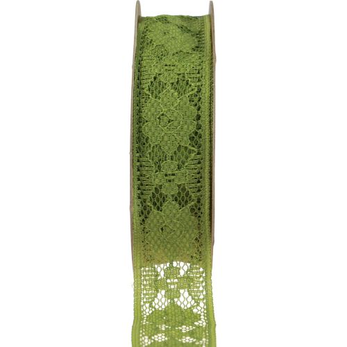 Prodotto Nastro in pizzo verde 25 mm nastro decorativo con motivo floreale in pizzo 15 m