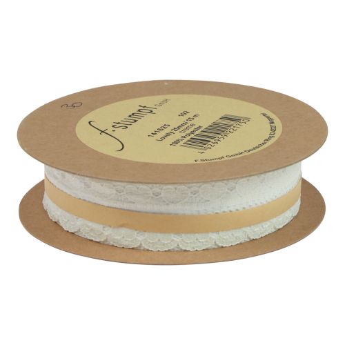 Prodotto Nastro decorativo in pizzo cuori nastro decorativo pizzo crema 25mm 15m
