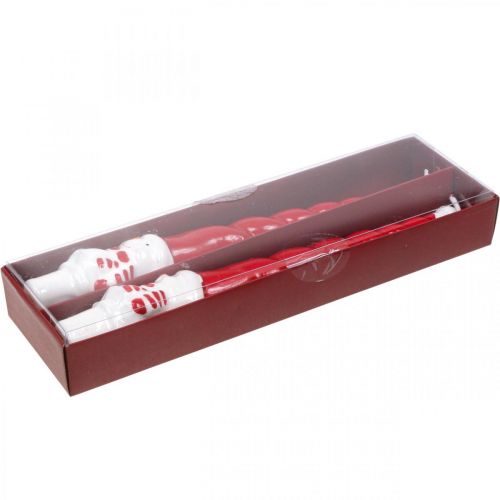 Prodotto Candela pupazzo di neve affusolata Natale rosso 26cm 2pz