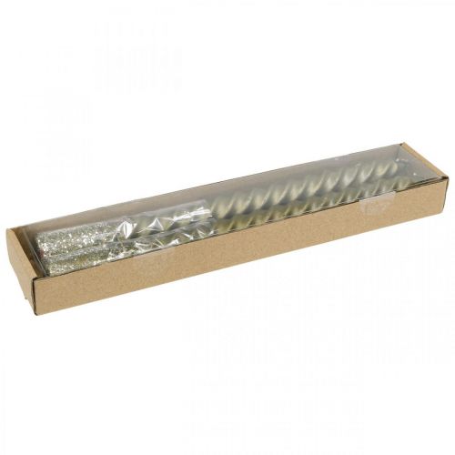 Floristik24 Candele affusolate candele attorcigliate candele a spirale oro 24 cm 2 pz
