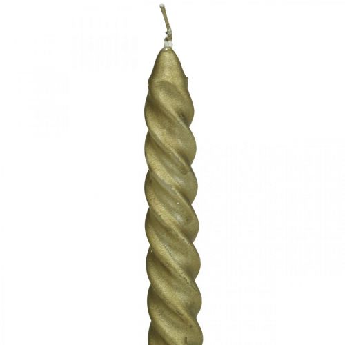 Candele coniche candele attorcigliate candele a spirale oro 24 cm 2 pezzi