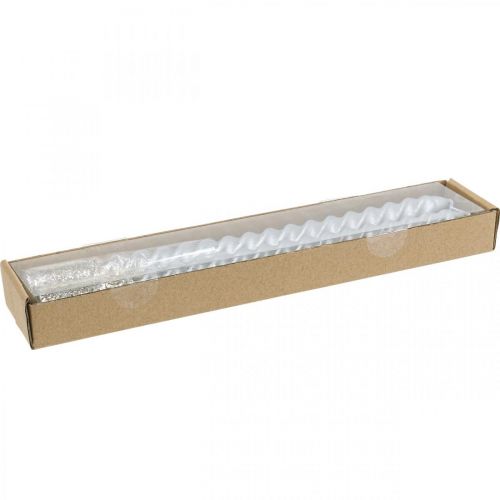 Floristik24 Candele coniche candele attorcigliate candele a spirale argento 24 cm 2 pezzi