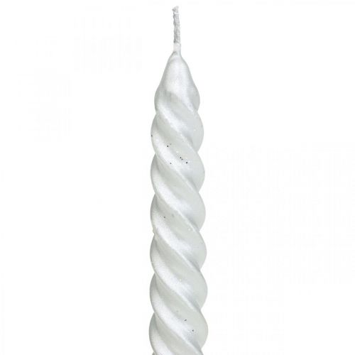 Prodotto Candele coniche candele attorcigliate candele a spirale argento 24 cm 2 pezzi