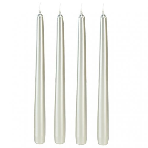 Floristik24 Candele coniche argento 250/23 12pz