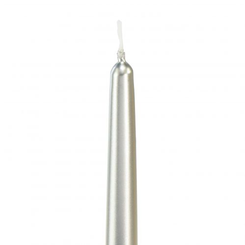 Floristik24 Candele coniche argento 250/23 12pz
