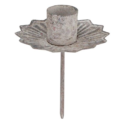 Floristik24 Portacandele conico da incollare grigio antico 7×8,5cm 4pz