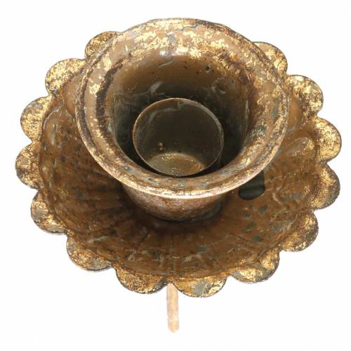 Floristik24 Portacandele conico da attaccare stile antico dorato Ø8,5 cm 4 pezzi