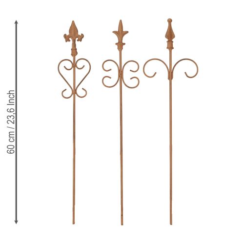 Floristik24 Decorazione da giardino vintage, bastone ruggine, decorazione assortita, 58 cm, 3 pezzi