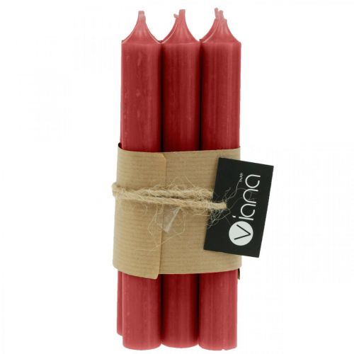 Prodotto Candela conica rossa candele in tinta unita rosso rubino 180mm/Ø21mm 6pz