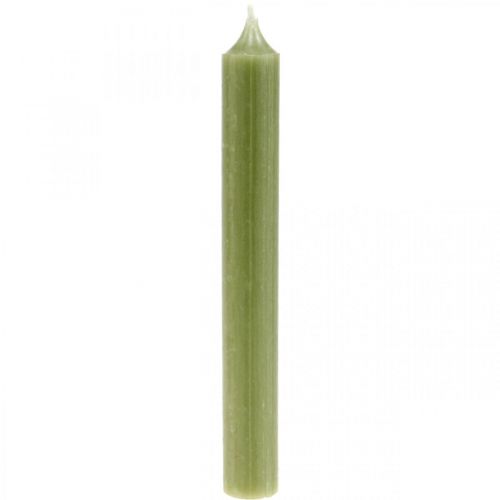 Floristik24 Candele a bastoncino candele di cera colorata verde 180mm/Ø21mm 6pz