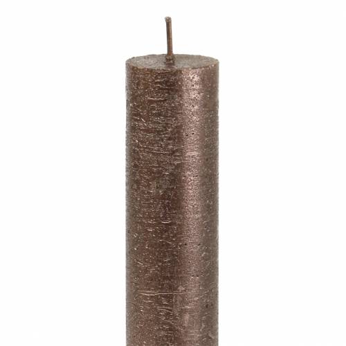Prodotto Candele coniche in tinta unita rame metallizzato 34mm×240mm 4 pz
